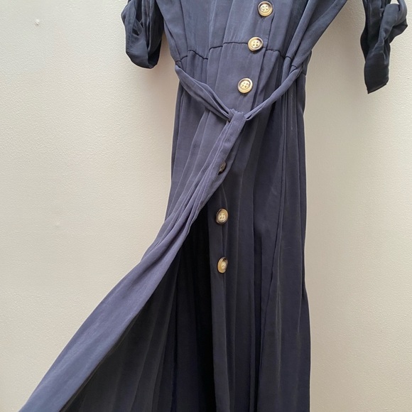 ZARA - TRF Elegant Navy Button-Down Dress - Picture 4 of 7